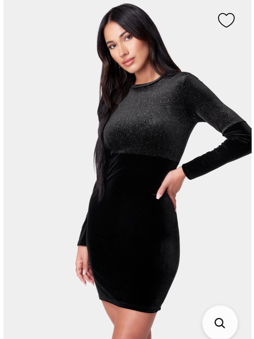 Bebe Color Block Velvet Bodycon Dress Black Glitter Long Sleeve Size L